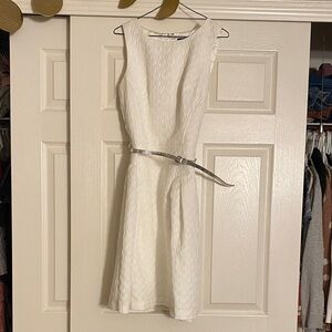 White House Black Market white belted dress